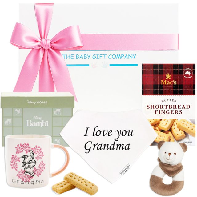New Grandma Celebration Gift Box with personalised baby bib