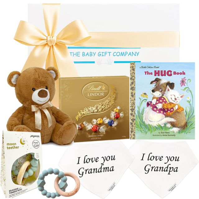 New Grandparents Gift Box with teddy bear and chocolates