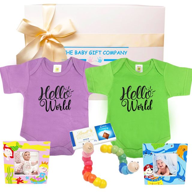 Twin Baby Boy & Girl Gift Basket