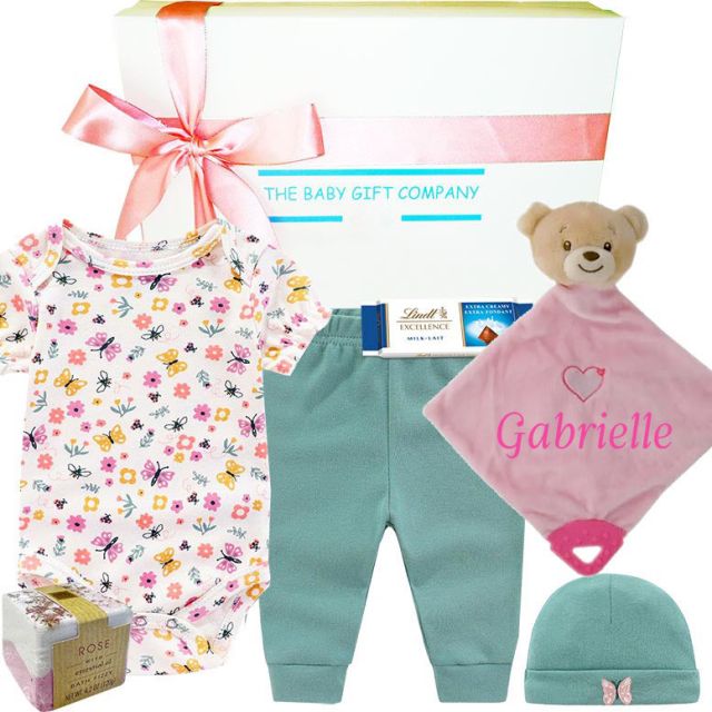 Welcome home baby girl gift hamper